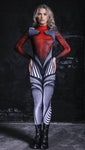 Psych Patterned Catsuit Red